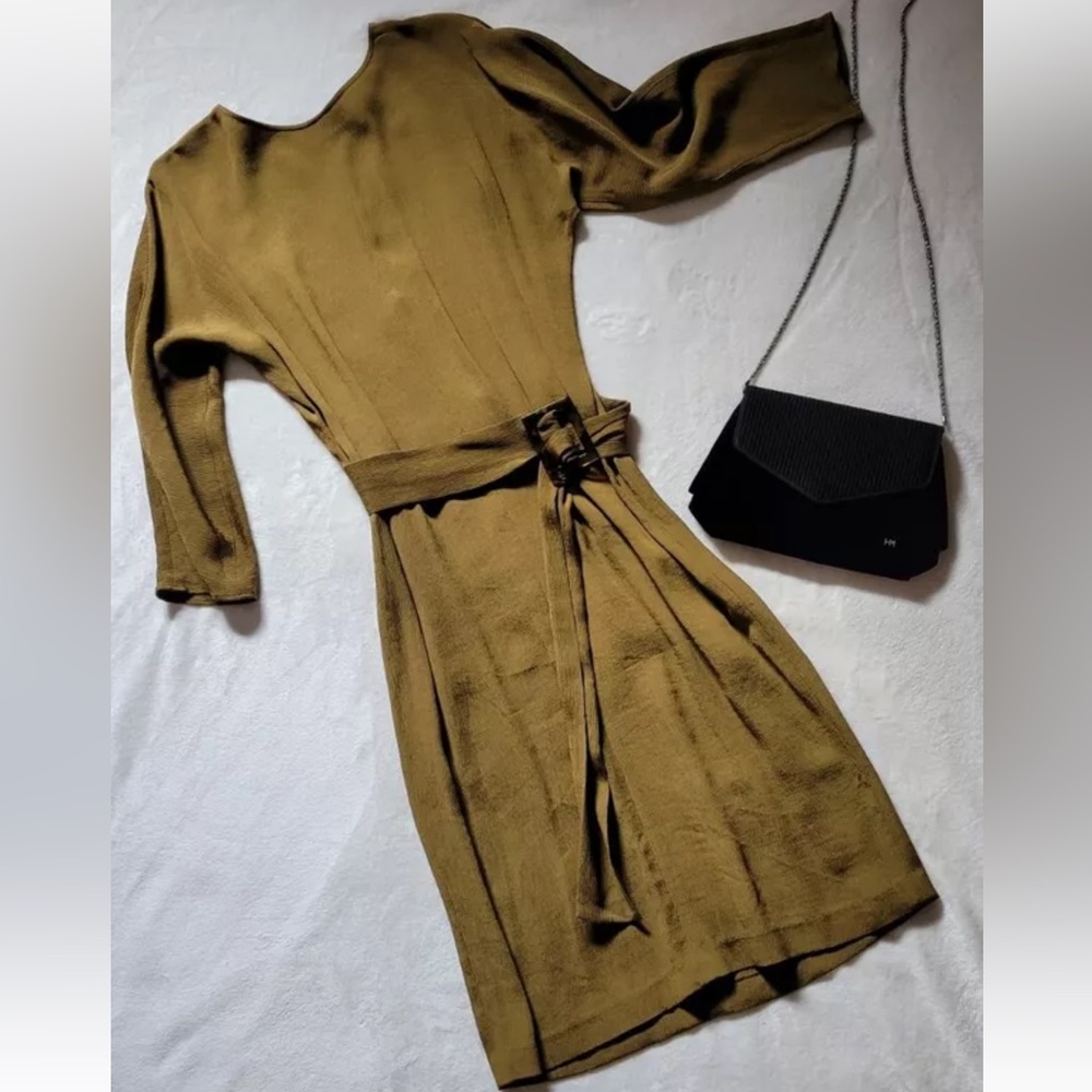 MASSIMO DUTTI Belted Crepe Dress